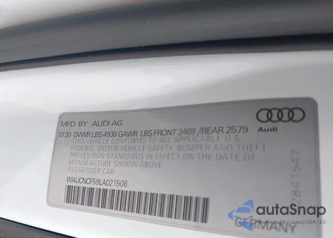 2020 Audi A5 Sportback Premium Plus 45 Tfsi Quattro S Tronic from USA, damaged, VIN WAUCNCF59LA021508